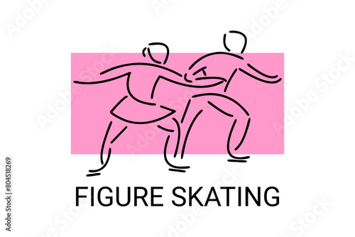 Figure skating vector line icon. dance, practice Figure skating. sport dance pictogram illustration.