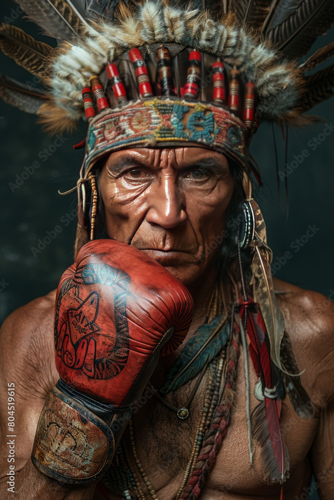 a Amazonas warrior wearing boxing gloves ,generative ai