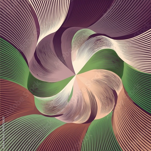 an energetic and visually stimulating abstract poster or banner backdrop featuring a noisy color gradient background in shades of purple, green, brown, white, and beige. The composition utilizes bold 