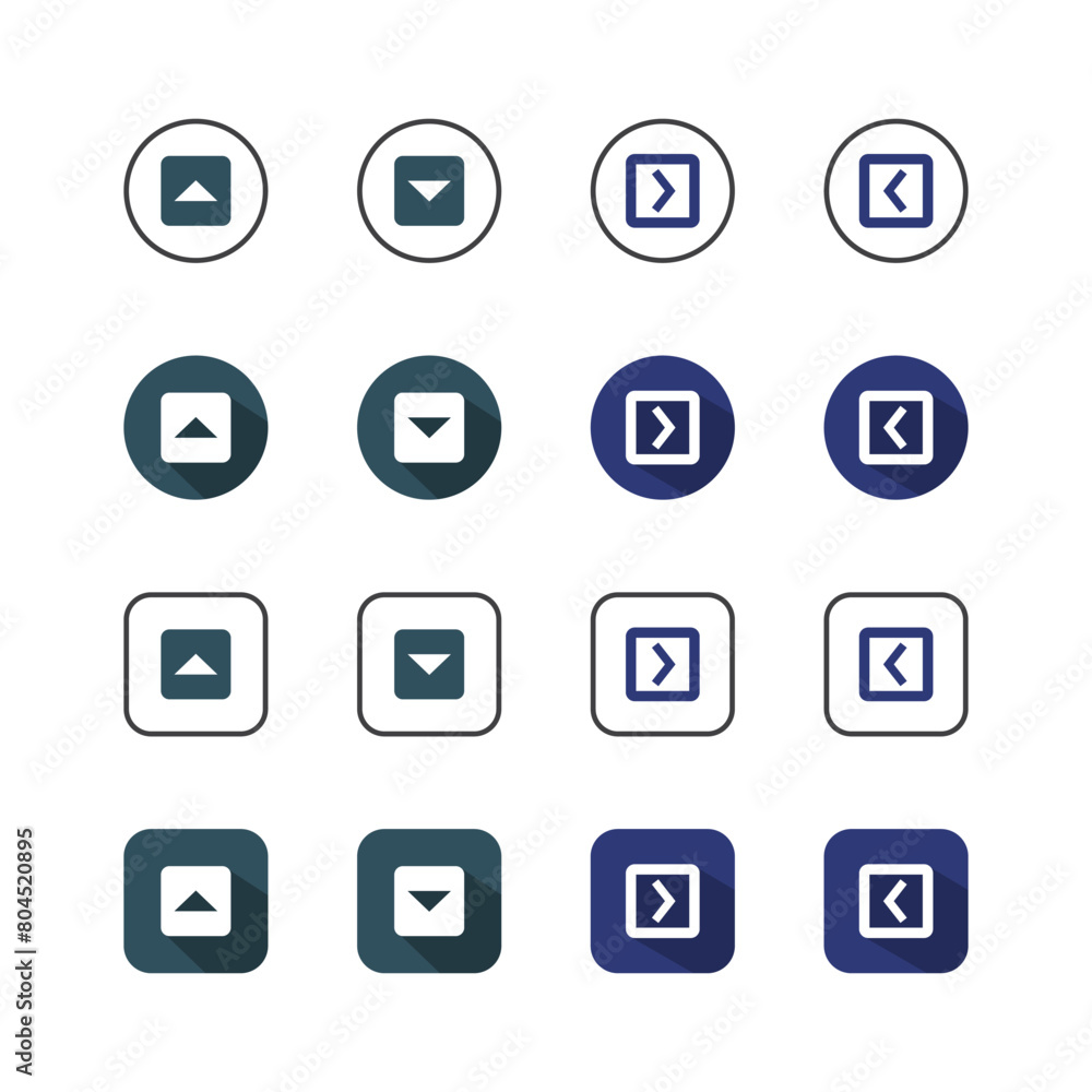 Collection of Icons set, flat colored with shadows. Thin line icons set. Flat vector illustration Collection of Icons set, flat colored with shadows. Thin line icons set. Flat vector illustration