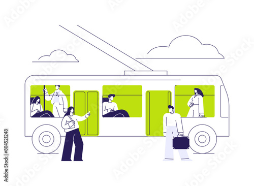 Trolleybus abstract concept vector illustration.