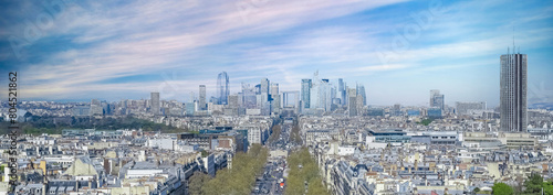 Paris, view of the Defense district.Paris, beautiful Haussmann facades and roofs, view of the Defense district, with the Montparnasse tower
 photo