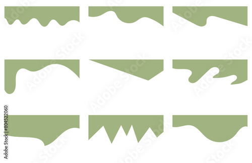 Curve Lines, Drops, Wave Collection of Abstract Design Element for Top, Bottom Page Web Site. Template of Modern Dividers Shapes for Website Pictogram Set. Isolated Vector Illustration