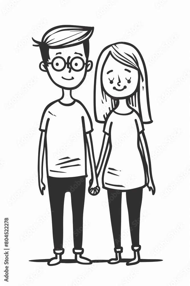 Hand drawn simple line illustration of a couple Hand drawn simple line illustration of a couple