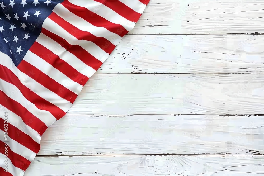 Obraz premium American flag on a white wooden background for 4th of July