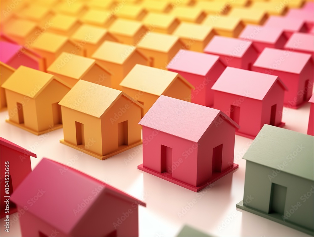Conceptual illustration of creative houses built from matchsticks, pencils, and other household items Conceptual illustration of creative houses built from matchsticks, pencils, and other household items