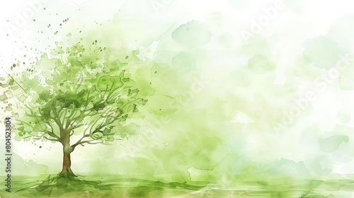 Water colour art  light green tree background  generative ai images