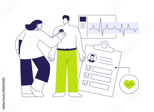 Heart and lung exams abstract concept vector illustration.