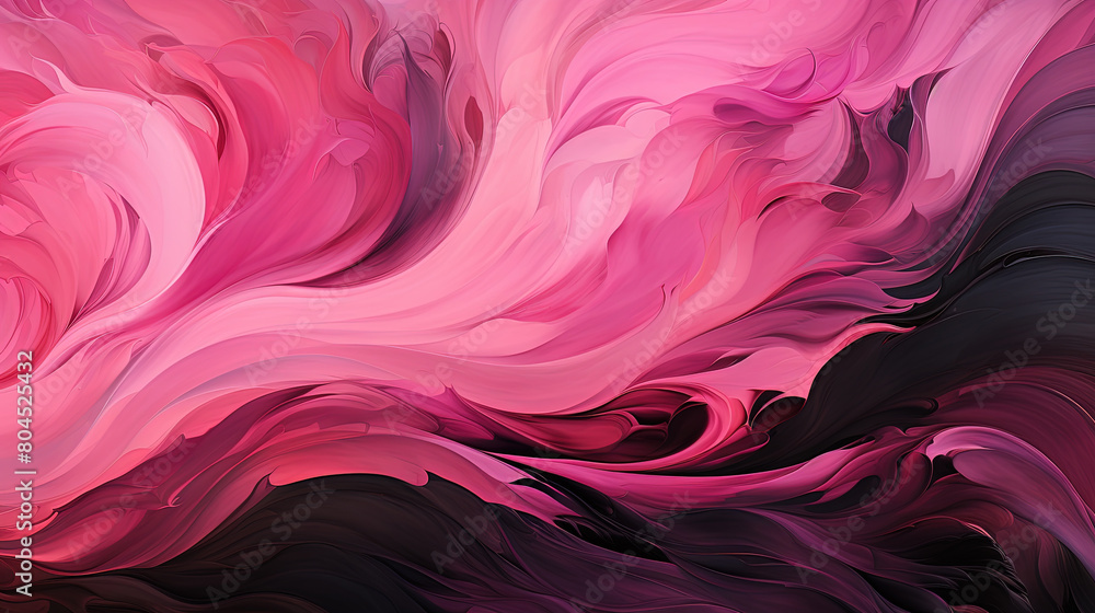 Fototapeta premium Abstract Art of Pink And Black Color Fluttering Brush Strokes on Background