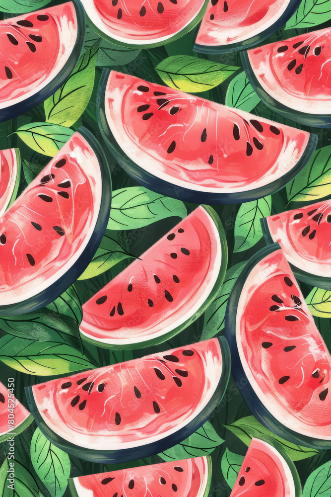 juicy watermelon pattern background, exudes deliciousness, fruit,generative ai juicy watermelon pattern background, exudes deliciousness, fruit,generative ai