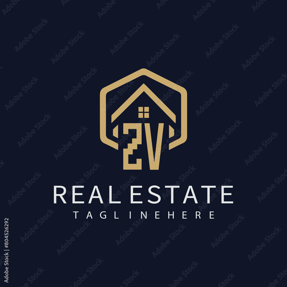 ZV initial monogram logo for real estate with home shape creative design. ZV initial monogram logo for real estate with home shape creative design.