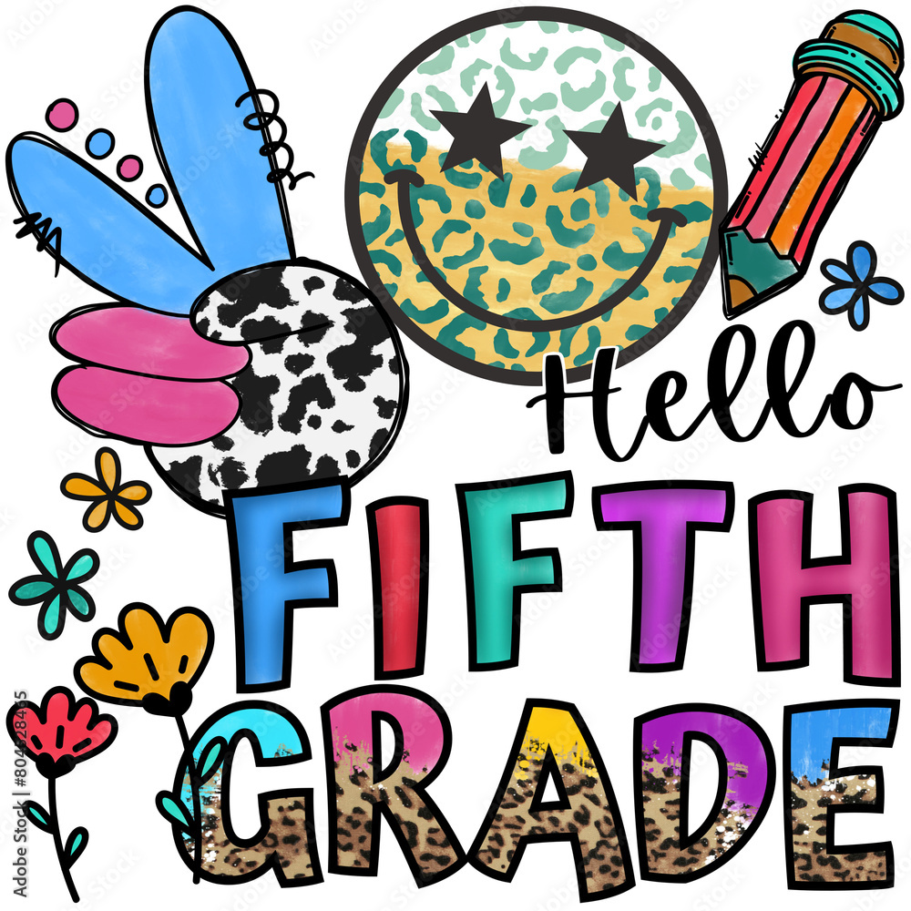 Hello Fifth Grade Sublimation Design Hello Fifth Grade Sublimation Design