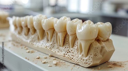 the discomfort of having dental impressions taken to create a crown for a damaged tooth photo