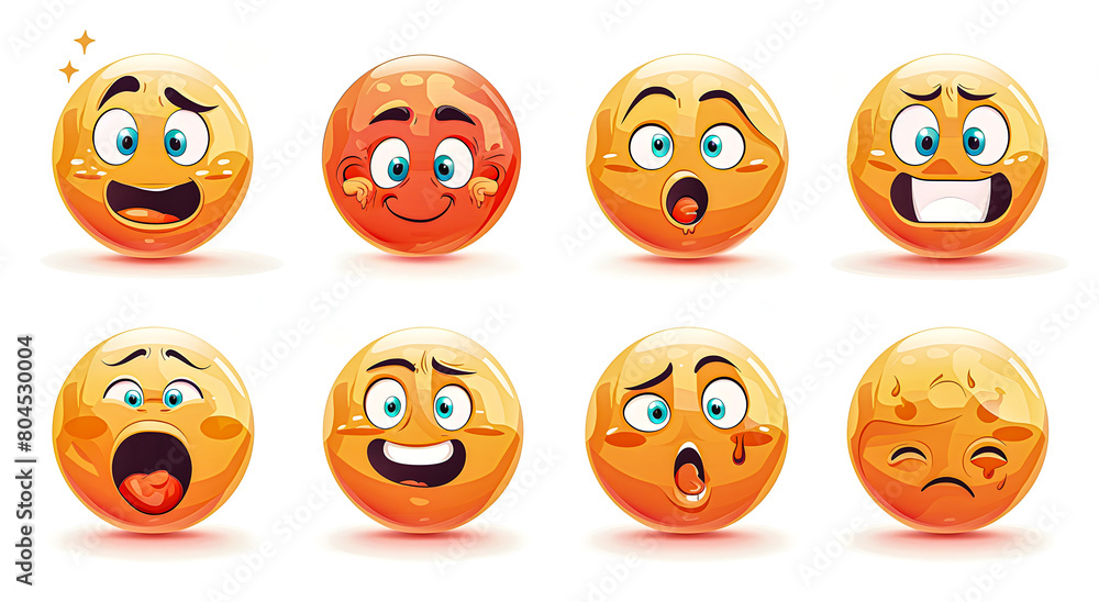 Obraz premium Vector set of emoticons and emoji with faces.