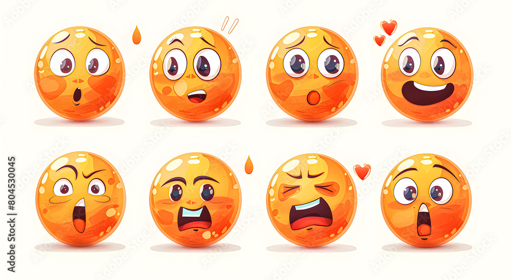 Obraz premium Vector set of emoticons and emoji with faces.