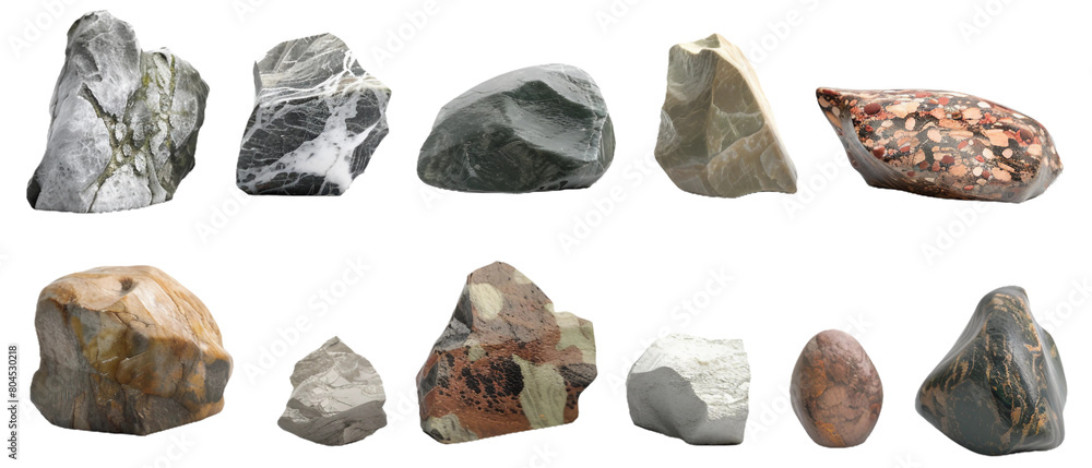 Stones isolated on white PNG transparent background Stones isolated on white PNG transparent background