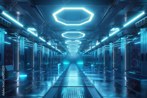 Futuristic Data Center Server Room