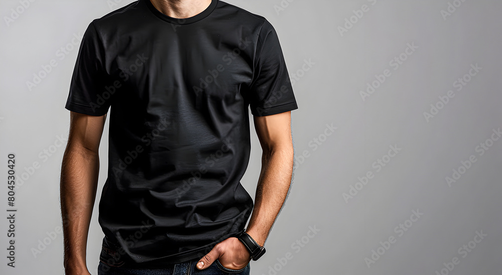 T-shirt layout. Black blank t-shirt front and back views. T-shirt layout. Black blank t-shirt front and back views.