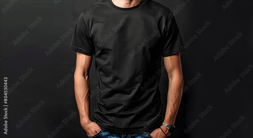 T-shirt layout. Black blank t-shirt front and back views. T-shirt layout. Black blank t-shirt front and back views.