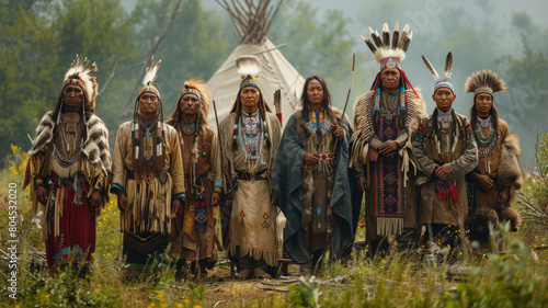 Obraz na płótnie a tribe of Indian Sioux,generative ai w salonie