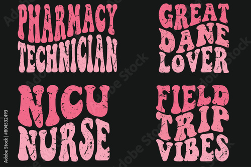 Pharmacy Technician, Great Dane Lover, NICU Nurse, Field Trip Vibes Retro T-shirt