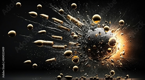 pistol and machine gun bullets. Generative AI, photo