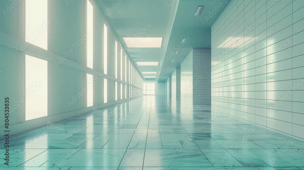 Cold empty modern interior with a corridor Cold empty modern interior with a corridor