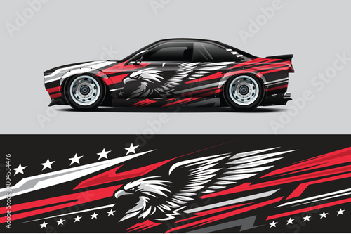 car wrap  decal  vinyl sticker designs concept. auto design geometric stripe eagle background for wrap vehicles  race cars  cargo vans  and livery