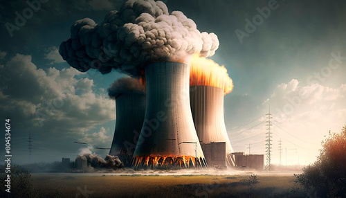 Nuclear power plant. Generative AI, photo