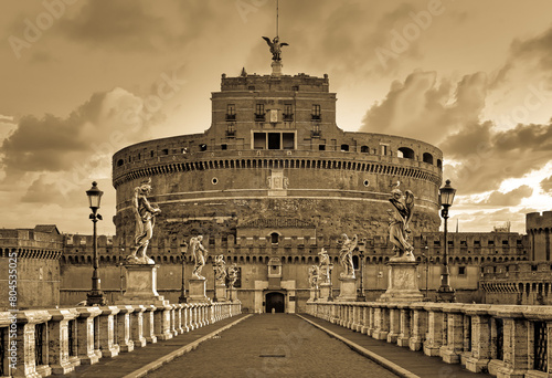 Canvas Print Rome old postcard - vintage style, retro texture