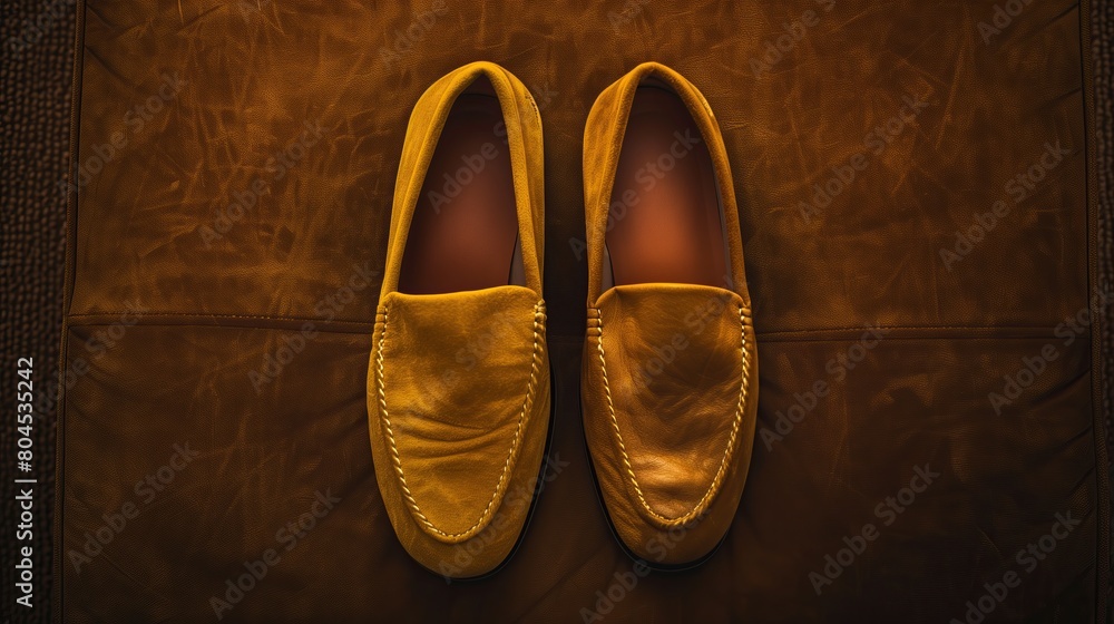Cozy home slippers of various colors and shapes, top view Cozy home slippers of various colors and shapes, top view