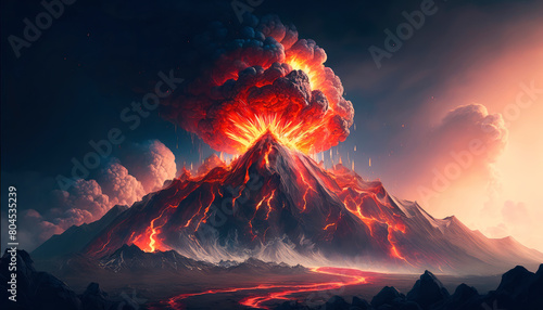 volcano eruption natural disasters. Generative AI, photo