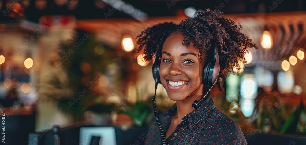 Telephone customer helpdesk service operator woman smiling Telephone customer helpdesk service operator woman smiling