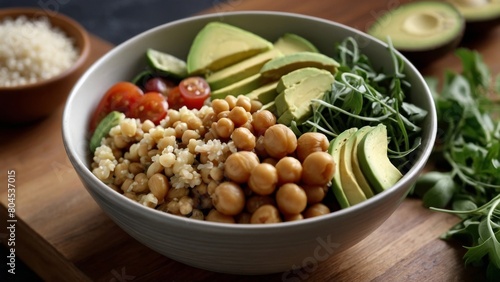 Healthy Grain BowlFresh Ingredients - Nutritious Meal Concept Photograph