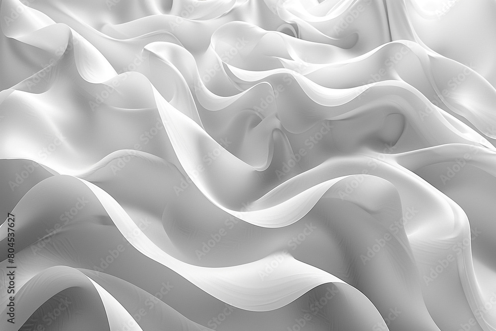 Polished white abstract composition, conveying a sense of purity and tranquility.