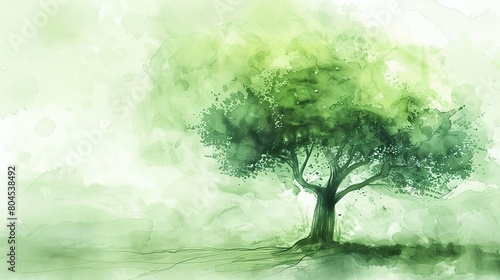 Water colour art, light green tree background  generative ai images © SazzadurRahaman