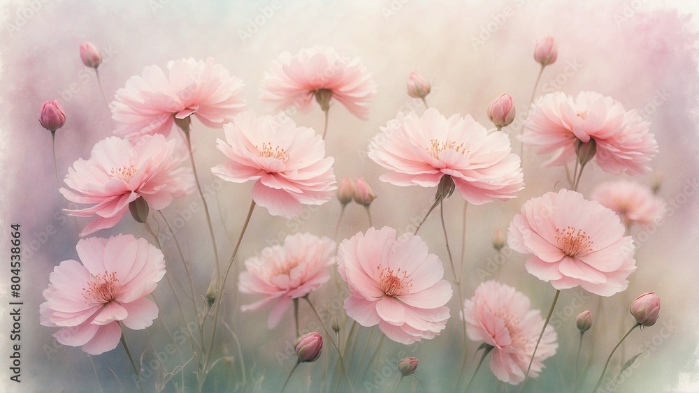 Pretty pink flowers with soft focus and simple blurred color background Pretty pink flowers with soft focus and simple blurred color background