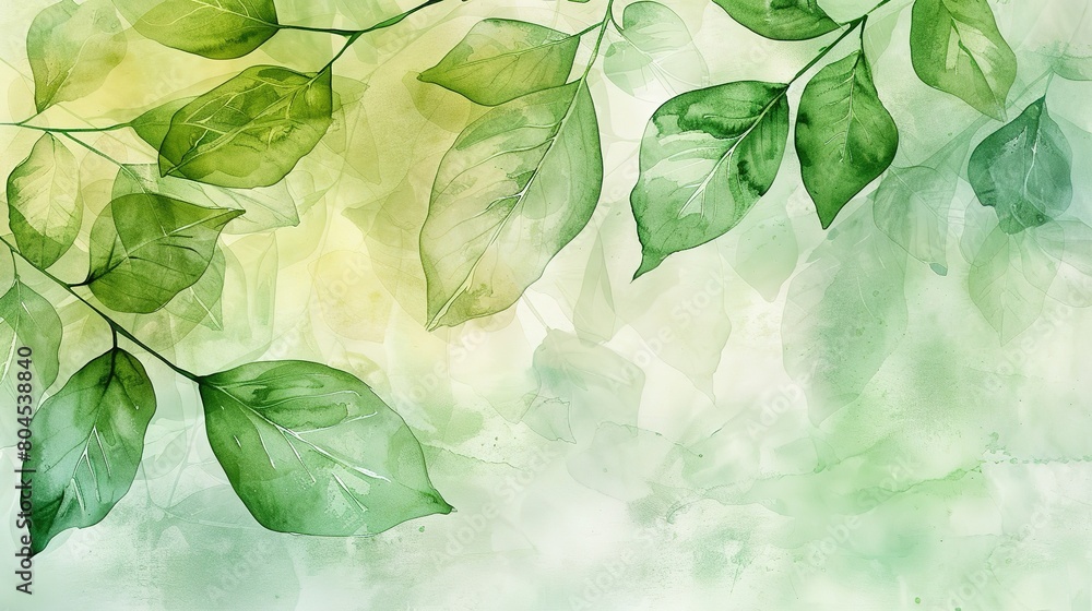 Water colour art, light green tree background generative ai images Water colour art, light green tree background generative ai images