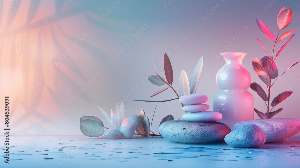 Calming Zen Wellness Poster with Serene Nature Elements and Gradient Background Calming Zen Wellness Poster with Serene Nature Elements and Gradient Background