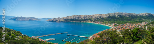 baska, croatia, 29 april 2024, panoramic view of the bay from the cemetery