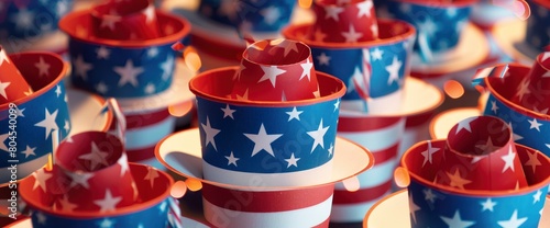 Uncle Sam hat party favors made from paper cups and construction paper , professional photography and light photo