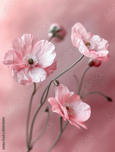 Delicate and Ethereal Pink Floral Blossoms in Soft Pastel Tones