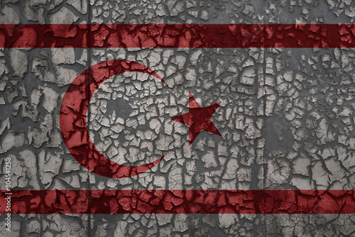 flag of northern cyprus on a old grunge metal rusty cracked wall background