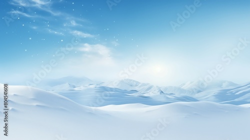 Snowy winter landscape with mountains in the background  © sanart design