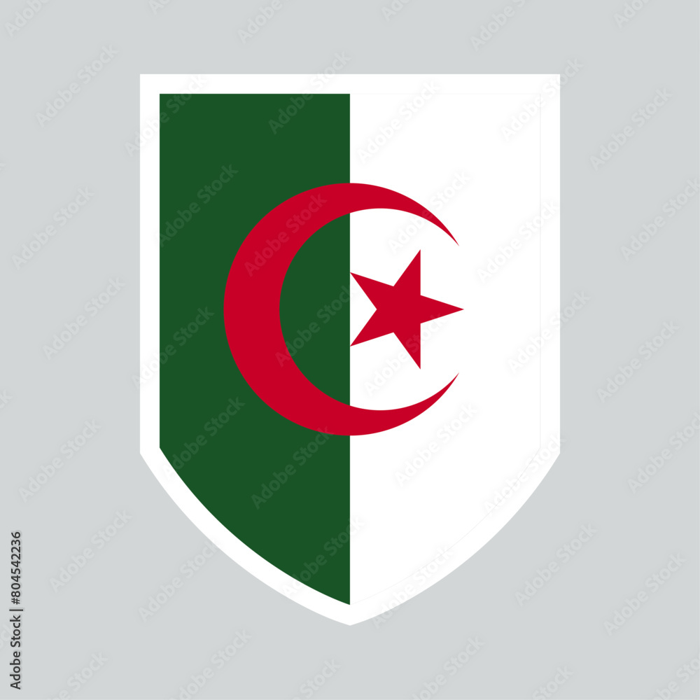 Algeria Flag in Shield Shape Icon Algeria Flag in Shield Shape Icon