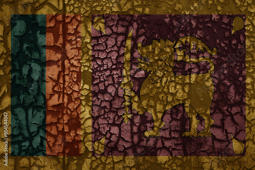 flag of sri lanka on a old grunge metal rusty cracked wall background