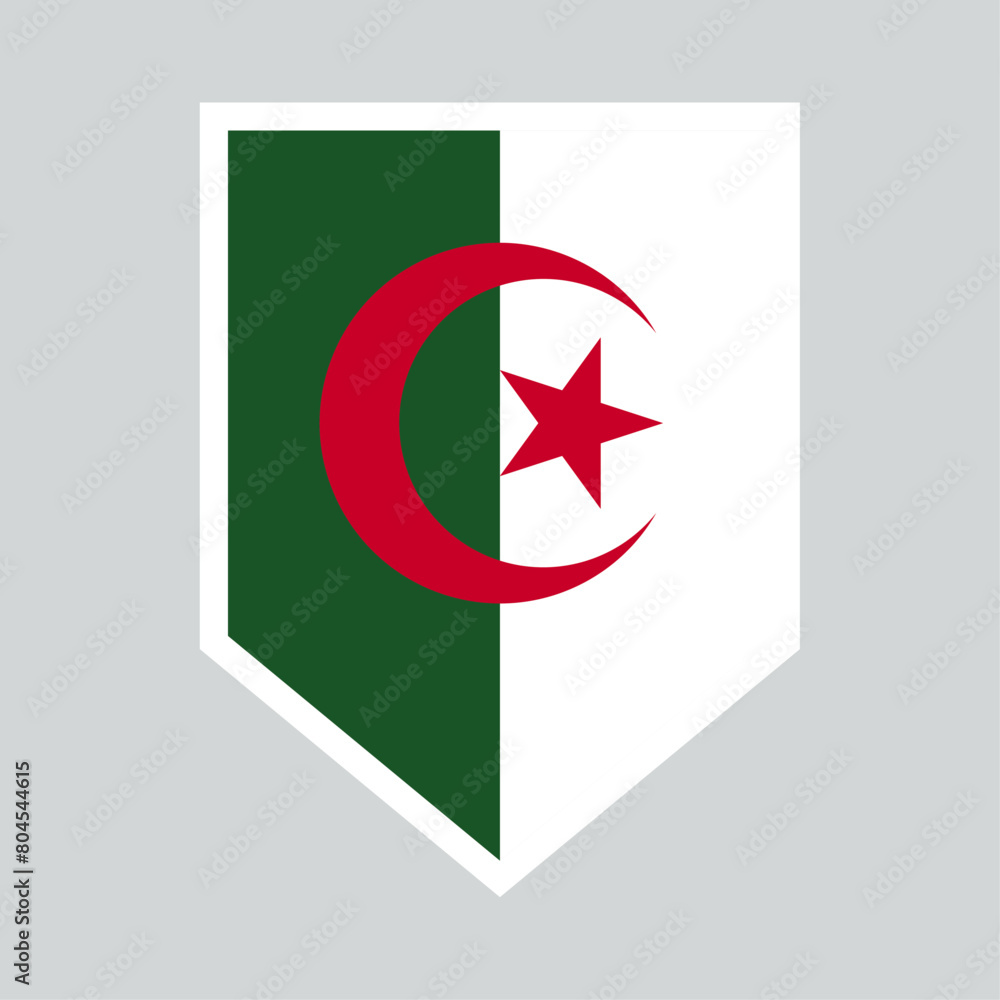 Algeria Flag in Shield Shape Icon Algeria Flag in Shield Shape Icon