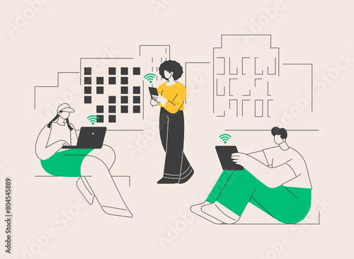 Connected living abstract concept vector illustration.