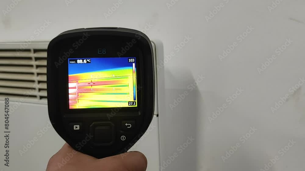 Inspection with a building thermal imager. Heating radiator Inspection with a building thermal imager. Heating radiator