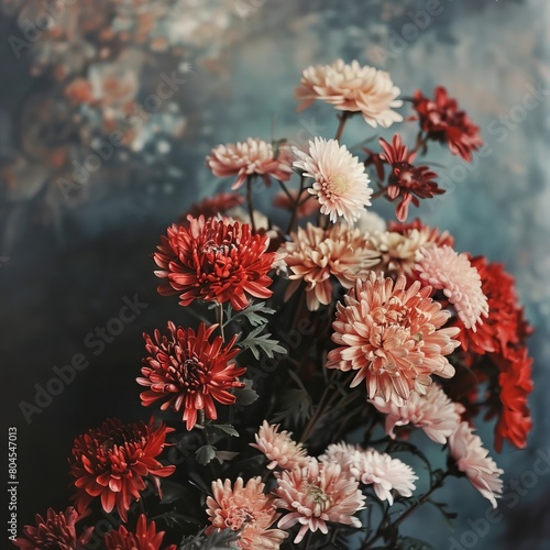 Vibrant Floral Arrangement in Cinematic Pointillism Style Photograph